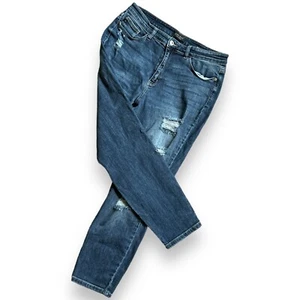 Judy Blue Boyfriend Fit Distressed Jeans Womens Sz 13 / 31 (32x27) Blue Stretch - Imagen 1 de 12
