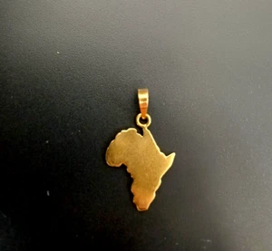 Gold Africa Map Pendant 18K Solid Gold Charm 1.5 cm Continent Marked - Picture 1 of 9