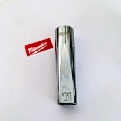 MILLWAUKEE Milwaukee 11 mm x 3/8 In. Dr 6-Point Deep Socket Free USA Shipping