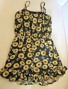 Art Class Girls Black Floral Sleeveless Romper w/Sunflowers Sz. 6/6X EUC - Picture 1 of 4