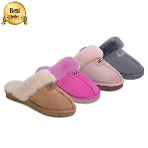 UGG Slippers Womens Australian Sheepskin Wool Non-slip Water Resistance Scuff AU - Bild 1 von 29