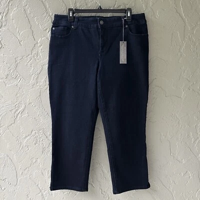 Pantalones de mezclilla recortados Chico's para mujer 12 azules 2 grandes tan adelgazantes 5 bolsillos nuevos con etiquetas Foto 1 de 4