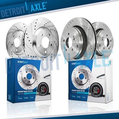 4pc Front Rear Drilled Slotted Brake Rotors for 2010-2016 Hyundai Genesis Coupe - Image 1 of 4