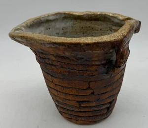 Vintage Handmade Decretive Clay Pot With Handles 8 X 7 X 6 1/2" - Picture 1 of 14
