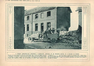 1915 WWI PRINT ~ FRENCH ARMOURED-CAR DEFENDING BARRICADE INFANTRY BATTLE FRANCE - Picture 1 of 1