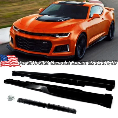 Glossy Black ZL1 Style Side Skirts For 2016-2023 Chevrolet Camaro SS RS LT LT1 Foto 1 de 4