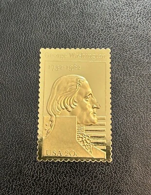 Réplica de sello vintage 1982 George Washington 250 aniversario oro 22k en relieve Foto 1 de 2
