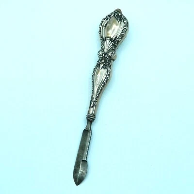 Gomma/raschietto vittoriano in argento sterling repousse inchiostro 6,125" L - Immagine 1 di 4