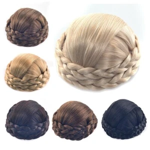 Comb In Braided Bun Chignons Hairpiece for Women Twisted Braids Bun Updo Cover - Picture 1 of 18