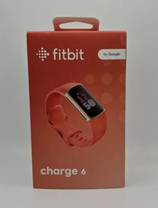 Fitbit Charge 6 Bluetooth Activity Tracker - Champagne Gold Case / Coral Band - Picture 1 of 4