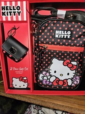 Hello Kitty 2 Piece Gift Set Crossbody Bag /Tech Pouch Red/Black/NIB - Image 1 of 4