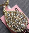 LARGE .77CT DIAMOND 14KT YELLOW GOLD 3D ROUND CLUSTER TEAR DROP FLOATING PENDANT