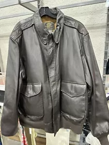COCKPIT Leather Bomber Jacket Mens 52 Type A-2 US Air Force Flight Full Zip Coat - Picture 1 of 4