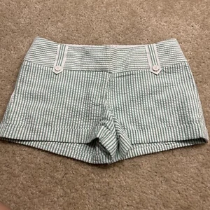 Charlotte Russe Green Silver White Seersucker Shorts Sz 2 - Picture 1 of 6