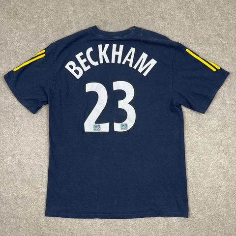 DAVID BECKHAM LA Galaxy Shirt Mens Size M Blue Short Sleeve Crewneck LA Galaxy Cover