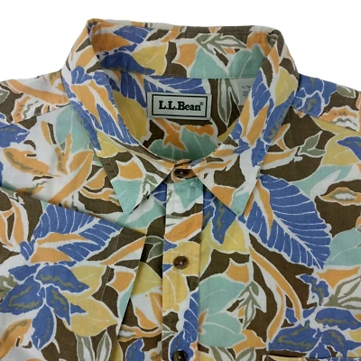 Vintage LL Bean Shirt Mens XLT Tall Button Up Hawaiian Floral Made in Canada - Image 1 of 4