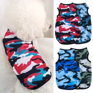 Dog Summer Shirt Creative Puppy Camouflage Clothes Breathable Pet Vest XS-XL• - Picture 1 of 27