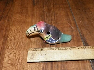 Silbato de pájaro de cerámica pintado a mano vintage - Hecho en Perú - Imagen 1 de 3