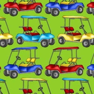 Carrelli da golf BTHY Swing Time rosso giallo blu tessuto cotone 9452 da mezza iarda - Foto 1 di 1