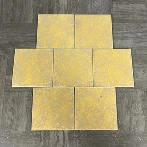 Vintage Gold Marbled 4" (4-1/4") Square Ceramic Tiles Lot of 7 1970s Retro Mod - Picture 1 of 19
