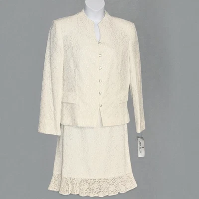 Conjunto de boda vintage Y2K John Meyer falda de encaje traje blanco marfil talla grande 18 nuevo con etiquetas Foto 1 de 4