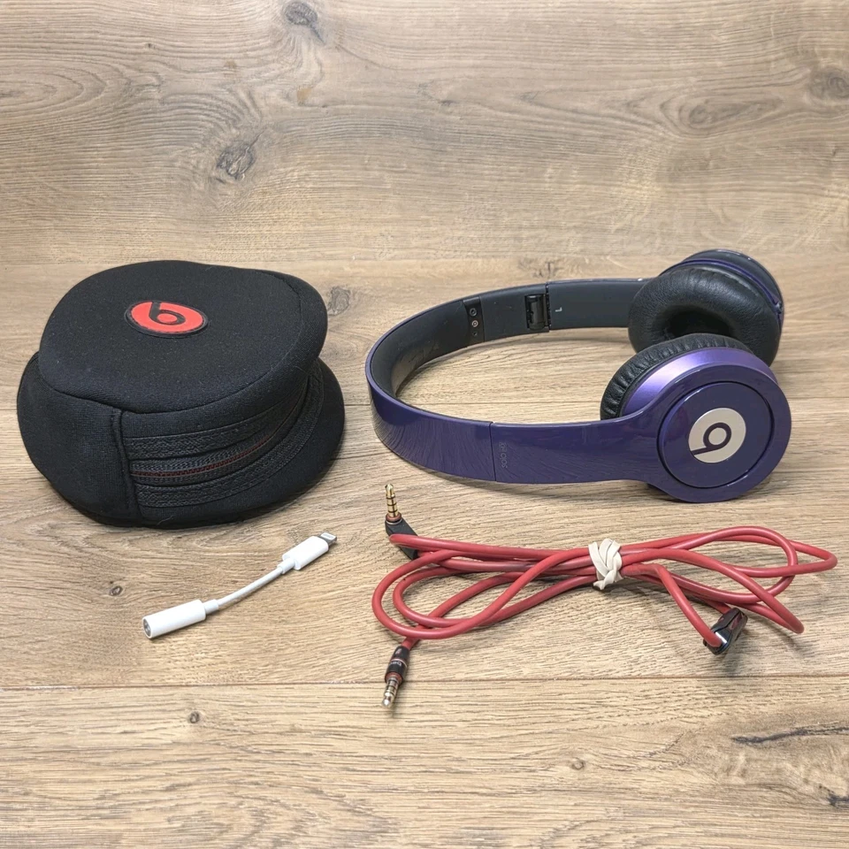 Beats Solo HD проводные наушники фиолетовый с чехлом кабель iPhone адаптер - Изображение 1 из 4