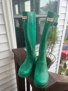 Hunter Original Tall Rain Boots - Green - Size 6M 7F - Picture 1 of 6