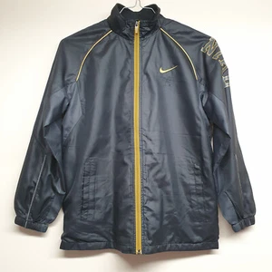 Nike Track Jacket Boys Black Swoosh Spell Out Logo Size Medium - Picture 1 of 9