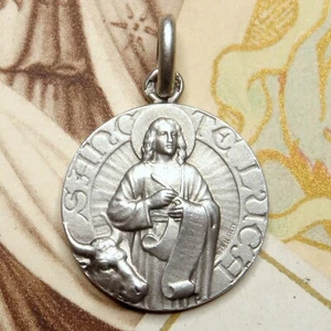 French, Antique Religious Silver Pendant. Saint Luke the Evangelist. By Tricard. - Picture 1 of 5