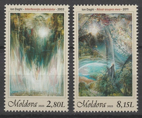 Moldova 2023 Art, Mihai Eminescu in paintings 2 MNH stamps Cover