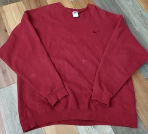 Vintage Nike Sweatshirt M Embroidered Swoosh Crewneck 90s Maroon Made In Usa - Picture 1 of 11