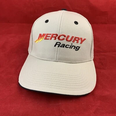 NEW Mercury Racing Beige Adjustable Baseball Cap Dockstore Boat Hat - Image 1 of 4