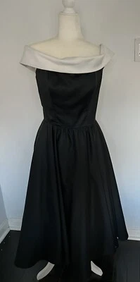 Victor Costa Vintage Negro Satén Vestido de Baile Fiesta Baile de graduación Vestido talla 12 Foto 1 de 4