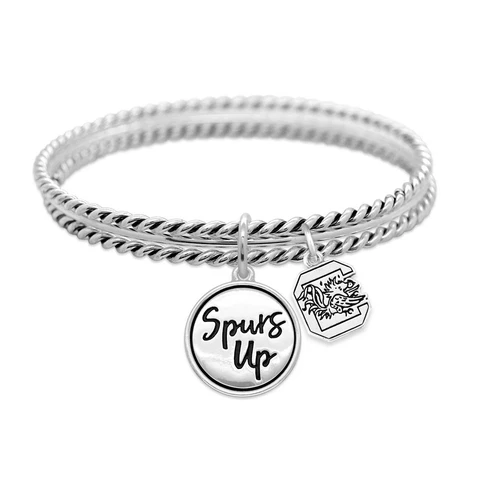 South Carolina Gamecocks Spurs Up Twist and Shout Silver Bracelet Jewelry Gift Cover