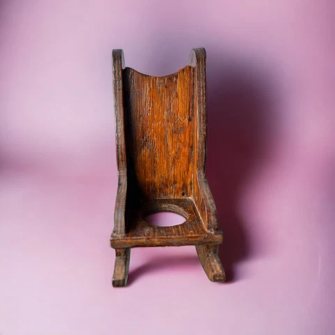 Vintage Antique Rocking Chair Wood Woodcraft Style Handmade Potty Planter Cover
