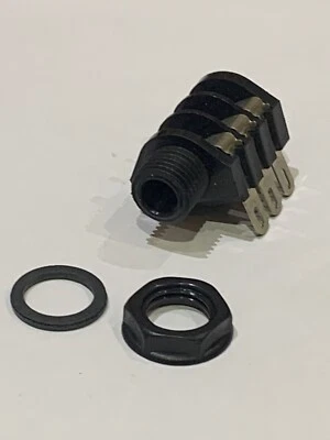 Stereo unswitched jack socket 6.35mm 1/4" panel mounting with solder tags.