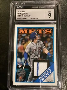 2023 Topps Brett Baty 1988 SERIES 2 CGC 9 Mint JERSEY RC NEW YORK METS PINSTRIPE - Picture 1 of 5