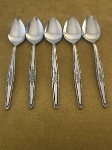 (5) Teaspoons Interpur INR3 Single Rose Stainless Flatware Korea - Picture 1 of 12