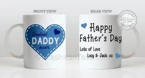 Best Dad Ever, Bestest Daddy in Heart Design Personalised Mug Fathers Day Gift - Picture 1 of 2