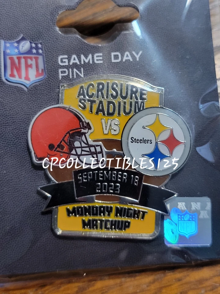 Prendedor del día del juego 2023 Pittsburgh Steelers VS Cleveland Browns 18/09/23 NUEVO Foto 1 de 1