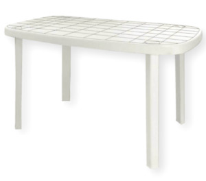 Tavolo da Esterno Giardino Tavolino in plastica Resina Bianco 140x85 h72cm ovale