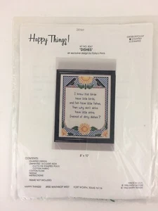 Happy Things 1996 Dishes Birds Fish Sink Cross Stitch Cotton Floss 8”X10” #8067 - Picture 1 of 7