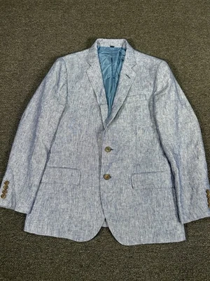 J. Chaqueta Blazer Crew Thompson Para Hombre 38S Azul 100% Lino 2 Botones Negocios Preppy Foto 1 de 4