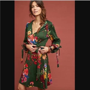 NEW Anthropologie Eva Franco Dahlia Floral Wrap Dress Size Small - Picture 1 of 9