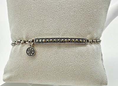 Pulsera de identificación de marcasita 925 de plata de ley, Judith Jack, vintage Foto 1 de 4