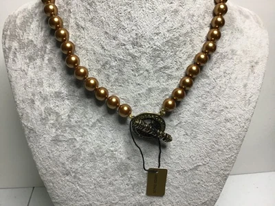 "Collar Heidi Daus de una sola hebra (perla sintética tono cobre), cristales 19"" pulgadas". Foto 1 de 3