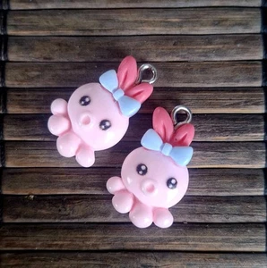 X 2 charms pieuvres résine rose, 2 cm, création de bijoux ! - Bild 1 von 1