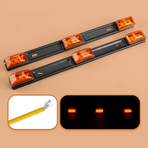 2x Stainless Amber LED Clearance ID Marker Light Bar Truck Trailer Lights A7 - Picture 1 of 9