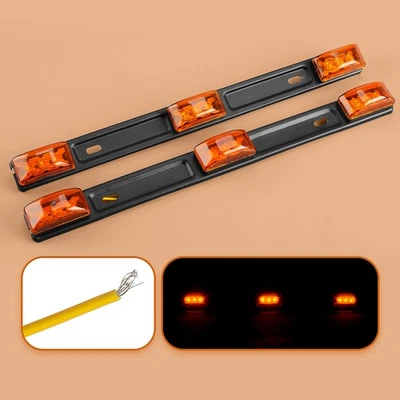 2x Stainless Amber LED Clearance ID Marker Light Bar Truck Trailer Lights A7 - Image 1 of 4