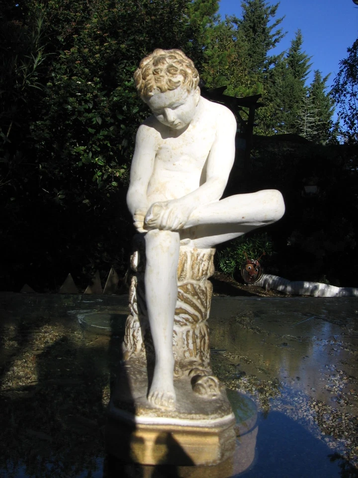 Sculpture du penseur par Rodin Marbre Statue - Photo 1/4